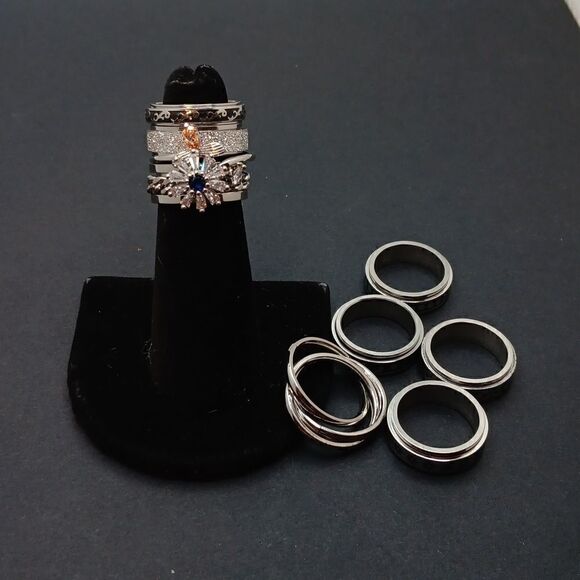 New FASACCO 9 Anxiety Fidget Ring Set Size 5 New - Picture 4 of 5